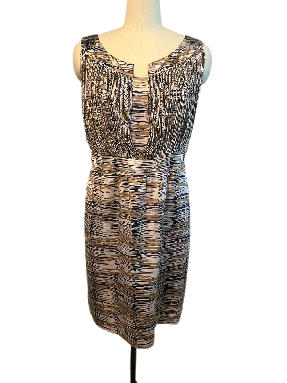Vintage Etcetera Silk "Spaghetti" Detailed Abstract Print Cocktail Dress - EUC